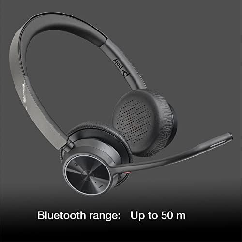 Poly Voyager 4320 UC Plantronics Wireless Bluetooth Stereo Office אוזניות - מתאם Bluetooth USB למחשב, Mac, טלפונים