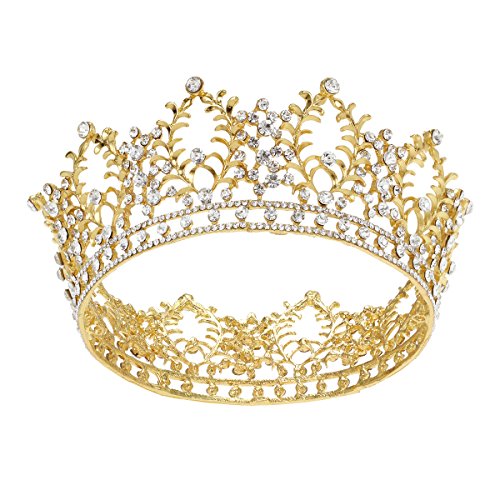 משובץ בארוק מלכת זהב נסיכת כתר בציר קריסטל יהלומי חתונה כתרים ומצנפות תלבושות מסיבת שיער אביזרי עבור נשים