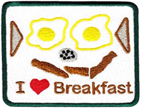 סגנון וינטג 'אני אוהב ארוחת בוקר טלאי חולצה חמודה 8.5 סמ - תג - טלאים - מכונית - שנות ה -70 - שנות ה -80