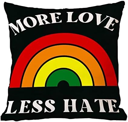 יותר אהבה פחות שנאה לזרוק כרית כיסוי כרית ביום האהבה מארז קשת קשת שוויון לסביות הומוסקסואלי להטבים כיסוי כרית דקורטיבית