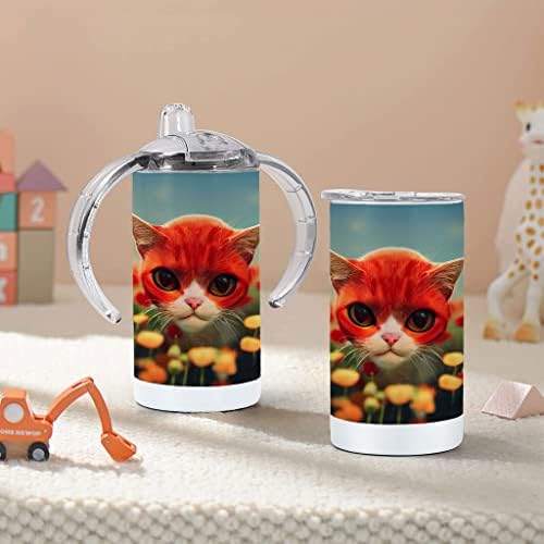 חתול הדפסת קש כוס-אדום פרג תינוק קש כוס-חתול מאהב קש כוס