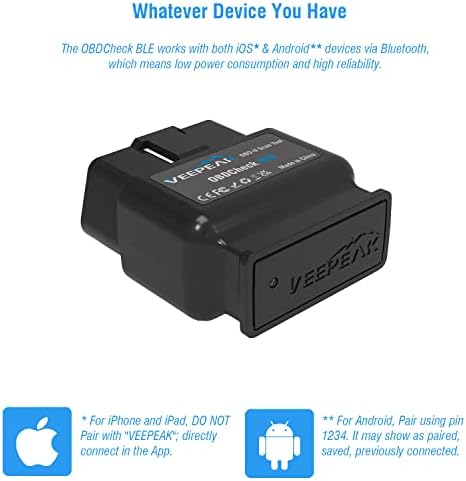 Veepeak obdcheck ble bluetooth OBD II SCANNER SCANNER AUTO SCAN AUTO SCAN עבור iOS & Android, Bluetooth 4.0 CAR CHECK CEDEI