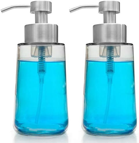 חנות ביתית עליונה מזכוכית מקצפת מתקן סבון 2 חבילות 17 אונקיות - פרימיום אמבטיה נוזלי סבון סבון עם משאבת נירוסטה - בקבוק