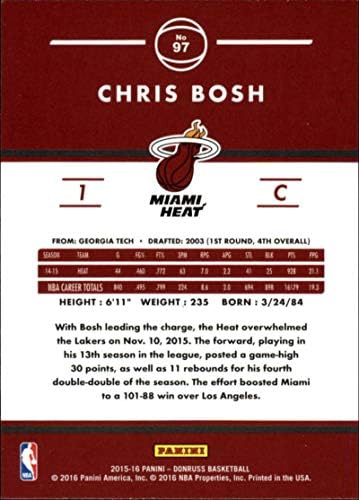 2015-16 Donruss NBA 97 כריס בוש מיאמי היט קלף כדורסל רשמי