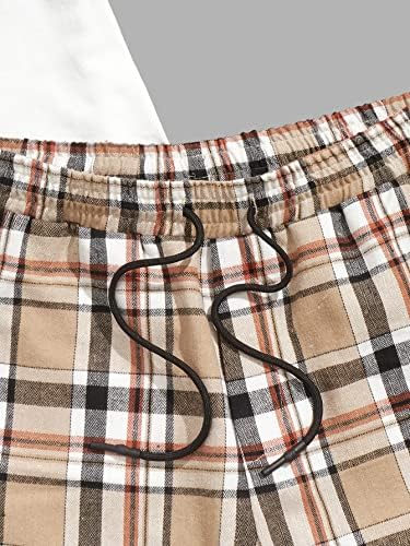 הדפס משובץ גברים משובצים לגברים חולצות שרוול קצר מזדמן ומערכת אימונית מכנסיים קצרים