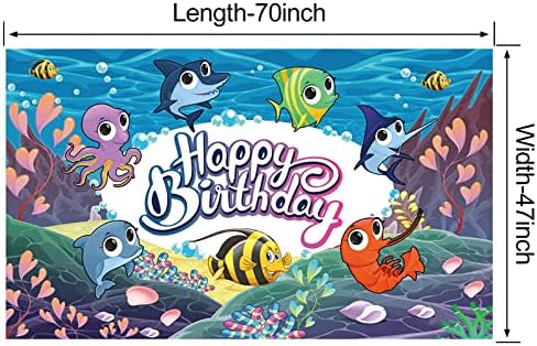 אוקיינוס יום הולדת שמח באנר, מתחת לים קישוטי יום הולדת למסיבת ילדים, נושא אוקיינוס דגים טרופיים רקע צילום יום הולדת