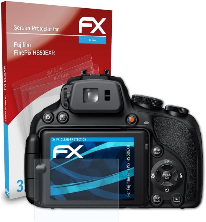 סרט הגנת המסך של Atfolix תואם למגן מסך Fujifilm Finepix HS50EXR, סרט מגן אולטרה-ברור FX