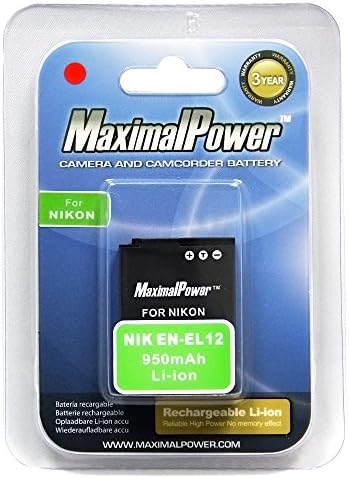 סוללה להחלפת כוח מקסימאלי עבור Nikon EN-EL12 ENEL12 CoolPix S1200PJ AW100 S8200 S6200 S6000