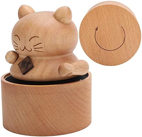 FBVCDX קופסת מוסיקה מעץ עושר מזל חתולים קופסת פסלון קופסא עץ קופסא מוזיקלית חמודה קופסה ביתית אביזרי קישוט מתנה ליום