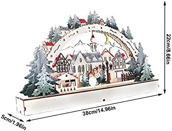 קישוט עץ של חג המולד של שיאולינג, כפר נוף שלג מיניאטורי, בתים בכפר חג המולד עם אור LED, קישוטי שולחן חגים שולחן, לארוחת ערב