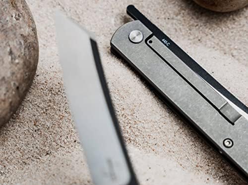 סכין כיס אפור של זנשין פלוס - 2.95 440C להב לא מצופה עם FRAMELOCK וידית נירוסטה, המיוצרת באסיה
