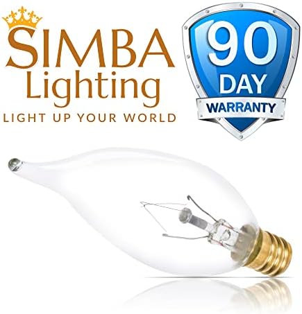 מנורת תאורת סימבה קצה להבה ברור בערך 10 25 וואט 12 בסיס נורות ליבון דקורטיביות 120 וולט לנברשות, אורות מאוורר תקרה,