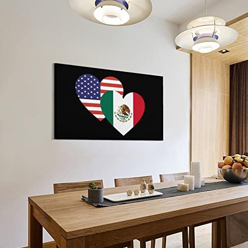 מקסיקו אמריקאי לב דגל בד קיר אמנות תליית ציור קיר תפאורה לחדר אמבטיה סלון חדר שינה משרד מטבח