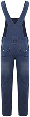מכנסיים לגברים תכליתי סרבל גברים של ג 'ינס כתפיות אופנה פשוט רב כיס בבאגי ג' ינס מ