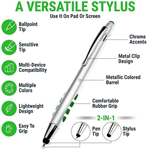 עטים של חרטה - 2 ב 1 מסך מגע וכתיבת עט, קצה חרט רגיש - לרוב מכשירי מסך המגע - צבעי חבית שונים, דיו שחור, אריזה 7