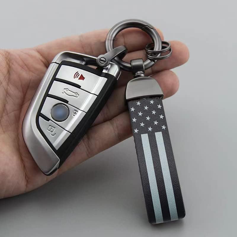 Wsauto שחור אמריקאי ארהב מכונית דגל מכונית מתכת מחזיק מפתחות עם טבעת סגסוגת אבץ מתאימה למשאיות ושברולט מכוניות, פורד, ג'יפ,