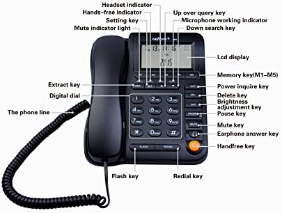 Kerlitar lk-p017b טלפון כבל טלפוני מוקד טלפוני עם זיהוי מתקשר טלפון משרד ביתי עם אוזניות מונאוריות מבטלות רעש