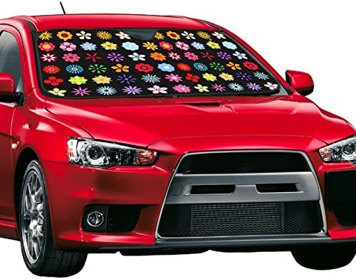 מכונית פרחים צבעונית גוון שמש גוון אוניברסלי בכושר קדמי קדמי השמשה הקדמית הגנה על UV שמור על הרכב שלך קריר עבור משאית