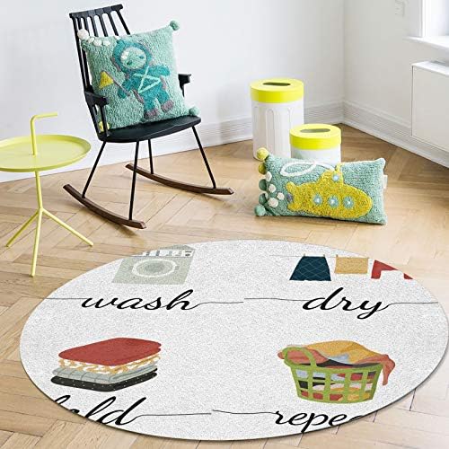 שטיח שטח עגול גדול לחדר שינה בסלון, שטיחים ללא החלקה 6ft לחדר ילדים, כביסה לשטוף כביסה מחצלת רצפת שטיח יבש