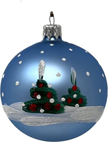 גלריה פולנית קישוט לחג המולד, איש שלג, כדור זכוכית מפוצץ 3 אינץ '