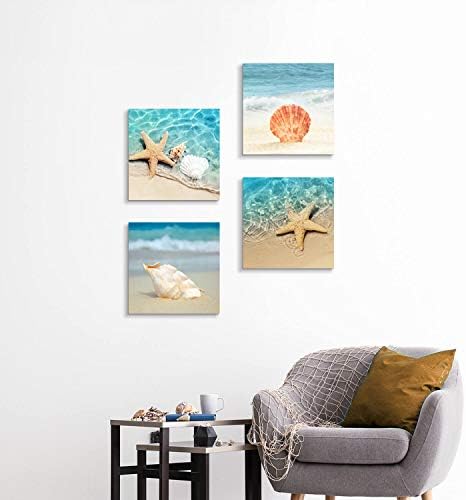 גלריה הארדי חוף חוף ים כוכבי ים אמנות קיר: אוקיינוס ​​כחול יפהפיות הדפס יצירות אמנות על בד עטוף לסלון