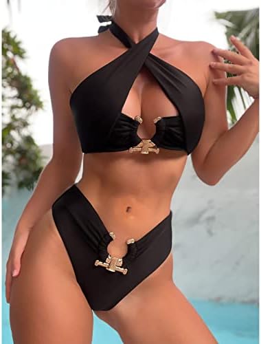 סטים של ביקיני הלטר לנשים שני חלקים סקסית לבוש ים עלייה נמוכה אופנה קיץ אופנה סולידית בגדי ים בגדי חוף לבגדי חוף