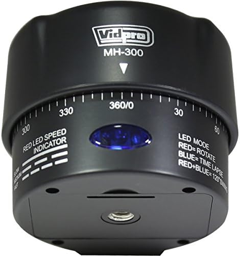 Vidpro MH-300 360 מעלות זמן-ליפה צילום ראש ממונע ראש פאן עם שלט רחוק, ראש הטיה מיני, מחזיק סמארטפון ומתאם למצלמות פעולה