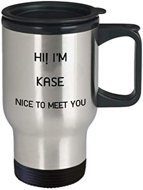 אני ספל נסיעות Kase שם ייחודי מתנת כוס מתנה לגברים נשים 14oz נירוסטה
