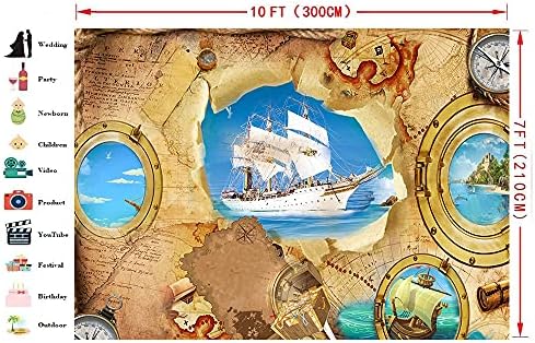 EMTOBT 10x7ft Pirate Partography Photography Partoption Pirate Party Partdoptreasure מפת עולם Pirate Pirate נושא ימי