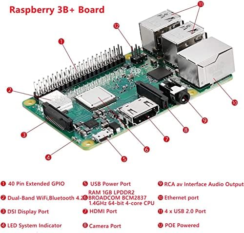 Rastech Raspberry Pi 3 דגם B+ ערכת Starter עם כרטיס מיקרו SD של 32 ג'יגה -בייט, ספק חשמל עם הפעלה/כיבוי, כרטיס SDHC מיקרו,