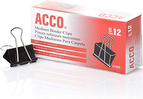 קטעי קלסר של Acco, בינוני, שחור, 12 לכל קופסה, 2 חבילה של 2 קופסאות