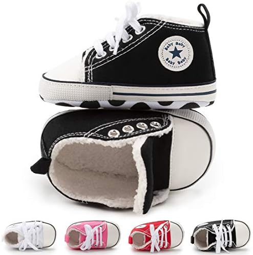 Kidsun Unisex Baby Boys בנות גבוהות נעלי ספורט גבוהות אנטי-החלקה יולדת תינוקות יילודים יולדים ראשונים נעלי קנבס קנבס