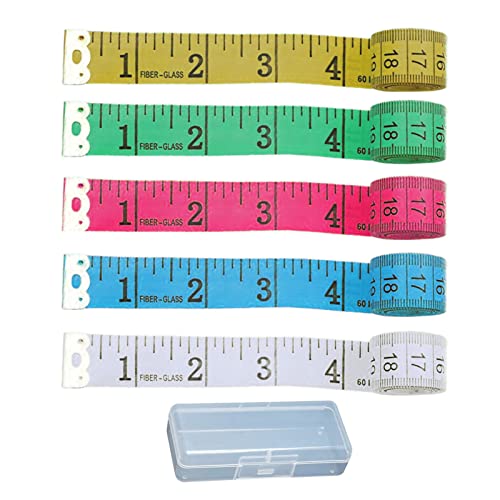 Eonst, 5 חתיכות קלטת קלטת וקופסת פלסטיק, סרגל סולם כפול רך 60 אינץ ' / 150 סמ, למדידת גוף, כושר, ירידה במשקל,
