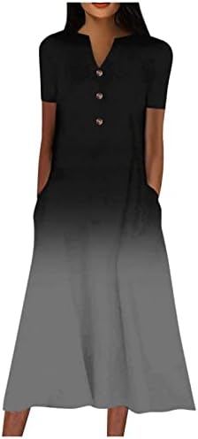 2023 כפתור נשים שמלת שמלת שיפוע שמלת רטרו שמלת צווארון V שמלות שרוול קצר שמלות מזדמן פרחוני עם כיסים