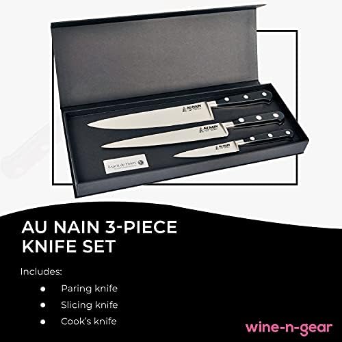 סט סכינים בן 3 חלקים-כולל קילוף, חיתוך וסכין טבח / שף-להבי נירוסטה עם ידיות פוליאצטליות