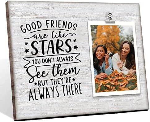 דופלה ידידות זיכרון עץ סימני מסגרת עץ - חברים טובים הם כמו כוכבים, מתנת חברות למרחקים ארוכים מתנה לחבר בנות אחות שושבינה