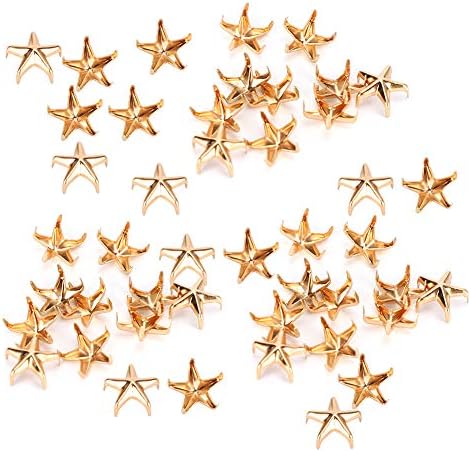 מסמרות כוכבים של 200 יחידות, חרוזי כוכבים חרוזי טופר מתכת חמישה ציפורני טופר כוכב מחודדים מסמרת פנק מסמרות DIY כובעי כובעים