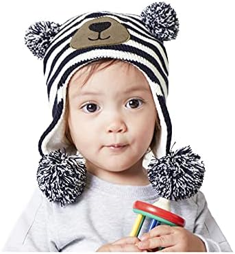 Century Star Hab Boy Hat Hat Winter Gleece מרופד כובע סרוג כובעי ילדים כובעי פעוטות לתינוקות עם בנות עם פום פום