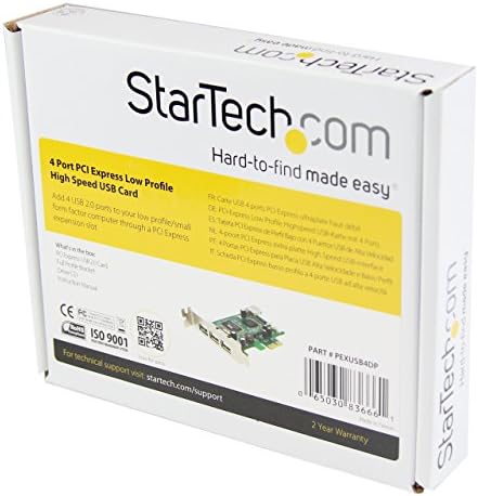Startech.com 4 יציאה PCI אקספרס כרטיסי USB מהירות גבוהה - כרטיס USB 2.0 PCIE - כרטיס PCI -E USB 2.0