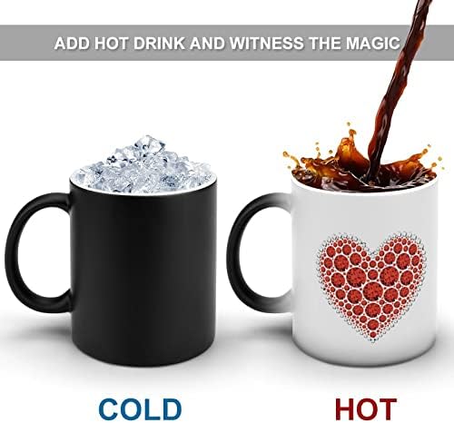 יהלומי אדום לב יצירתי שינוי צבע קרמיקה קפה כוס חום שינוי ספל מצחיק עבור בית משרד