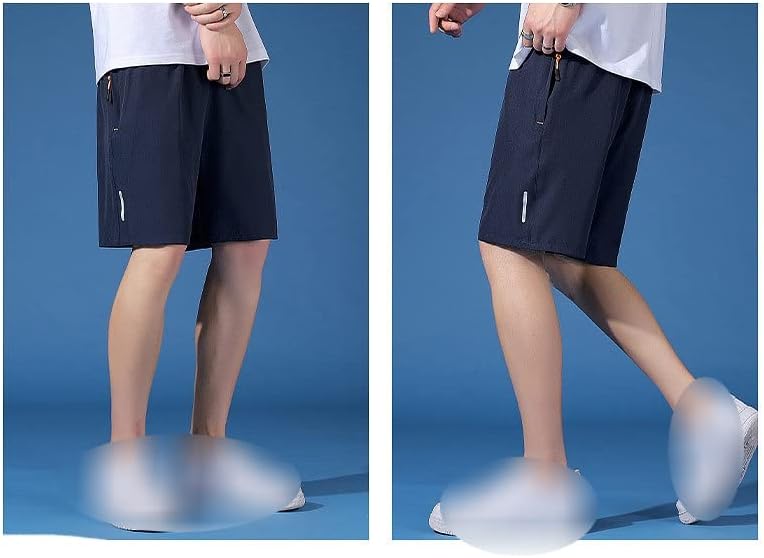 מכנסיים קצרים כדורסל קיץ להאריך ימים יותר דק מהיר יבש קרח משי מכנסיים מזדמנים רגועים כחול קפריס