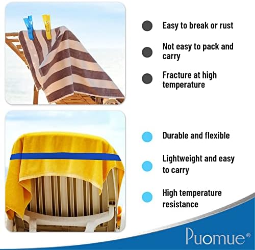 להקות מגבות של Puomue 4 חבילות לכיסאות חוף, 15.7 אינץ 'x 1.57 אינץ