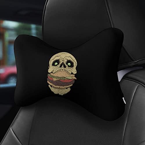 הגולגולת המבורגר מכונית מכונית צוואר כרית של 2 תמיכה בצוואר נוחה כרית ראש כרית ראש קצף זיכרון למושב רכב נסיעה