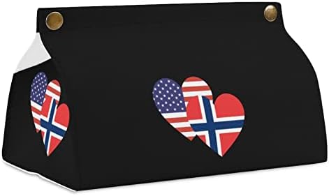 נורבגיה אמריקאית דגל דגל רקמות מכסה עור רקמות עור מחזיק ברקמות מלבניות מארגן נייר מקרים מלבני