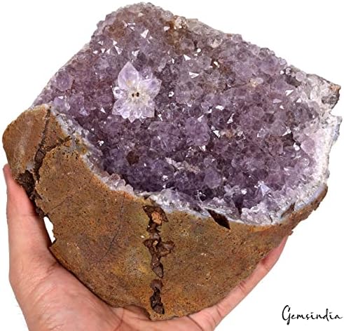 Gemsindia 1.9 קילו סלע טבעי מעולה ומאובנים אמטיסט גיאוד גביס מינרל אבן חן