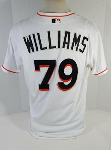 2015 מיאמי מרלינס וויליאמס 79 משחק השתמשו בג'רזי לבן DP13683 - משחק משומש גופיות MLB