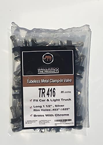 מוצרי צמיג של גאלארדו 25 חתיכות TR416 שסתום מתכת גבעולי הרכבה חיצונית מתאימים .453 & .625 חורי שפה ארוכים 1 1/2 , סילב