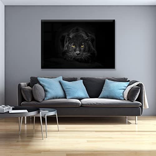 מסגרת זכוכית אקרילית קיר מודרני אמנות קיר פנטר - בעלי חיים בסדרה בשחור לבן פראי - עיצוב פנים NFT - אמנות קיר אקרילית