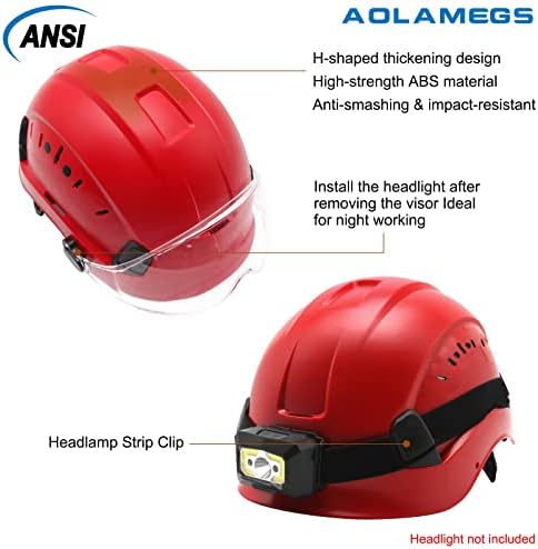Aolamegs בנייה כובעים קשים עם מגן - תבנית סיבי פחמן מתכווננת קסדת בטיחות אוורור מתכווננת עבודות השעיה 6 נקודות