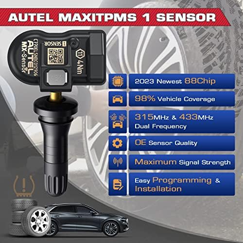 Autel TPMS-Sensor MX, חיישן 1 315MHz + 433MHz חיישן החלפת צמיגים בתדר כפול לכל המכוניות, זהה לחיישן OE, חיישן מערכת